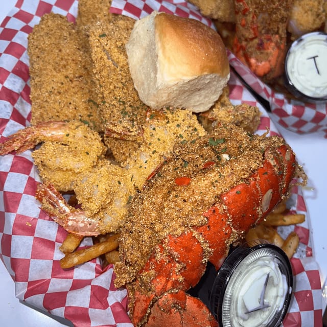 Fried Lobster, Fish and Shrimp Platter.