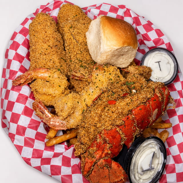 Fried Lobster, Fish and Shrimp Platter.